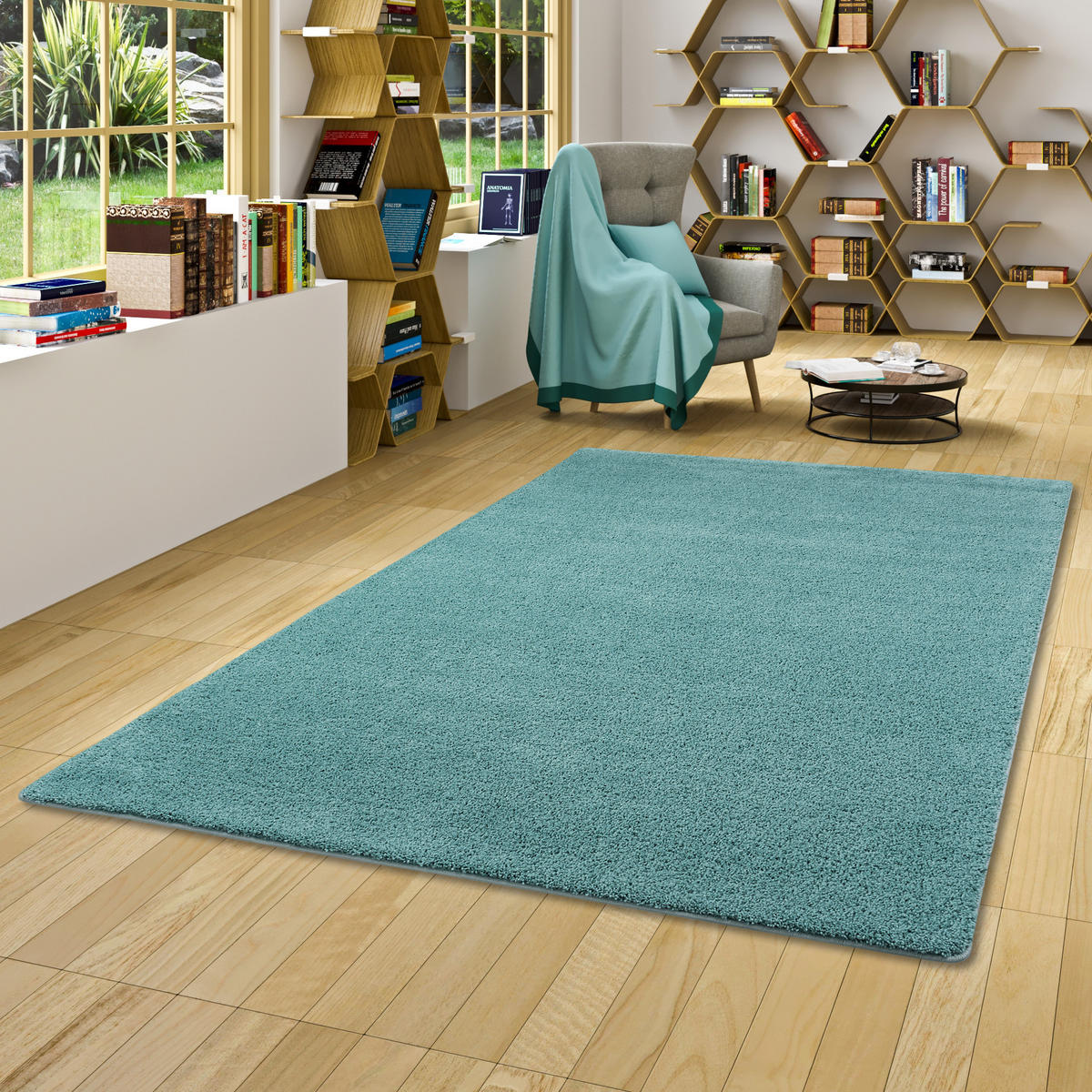 HOCHFLOR SHAGGY TEPPICH PALACE - Mintgrün, Textil (80/240cm) - Snapstyle