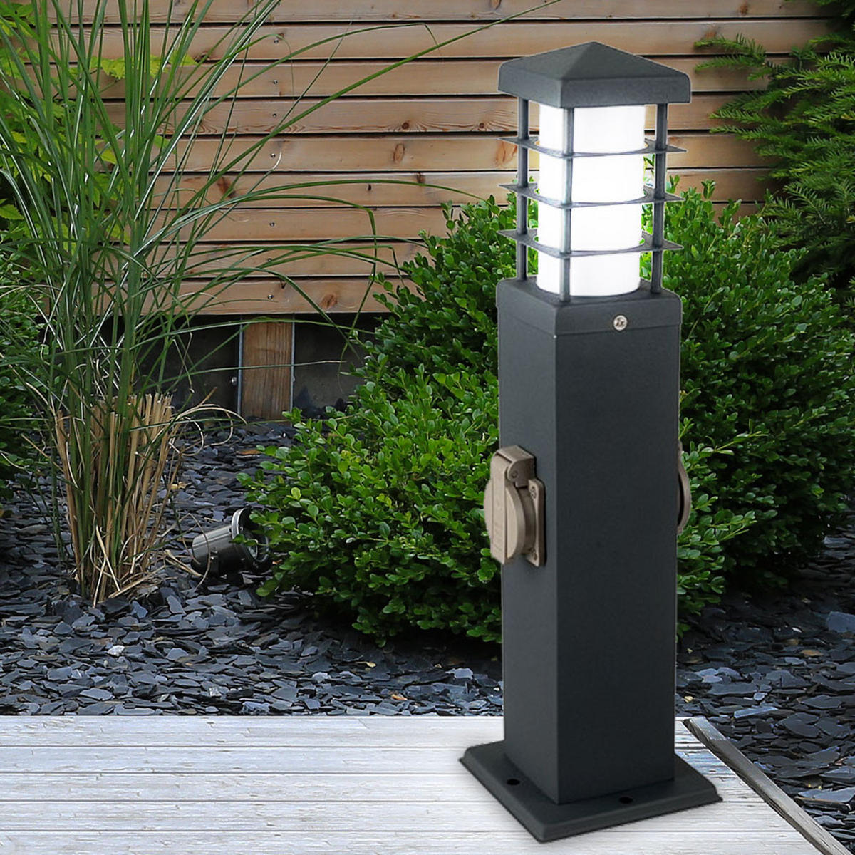 LED WEGELEUCHTE Edelstahl Anthrazit - Anthrazit, Metall (12.4/12.4/45cm)