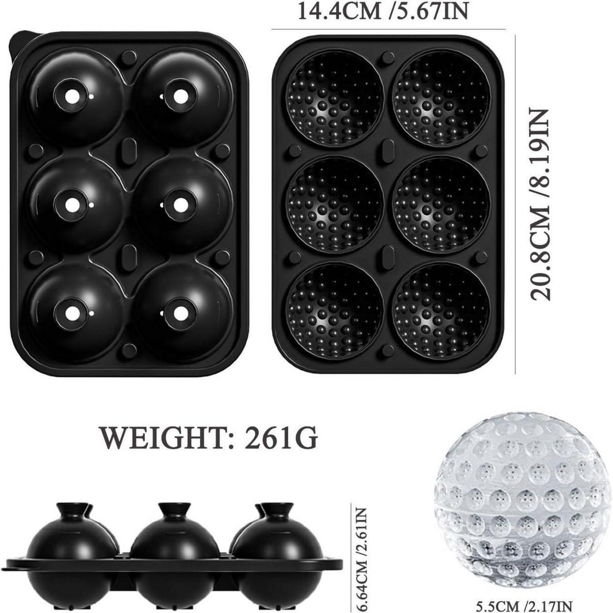 EISWÜRFELFORM Kugeln Golfball-Optik 5.5 cm - Schwarz, Kunststoff (6.7/21/14.5cm)