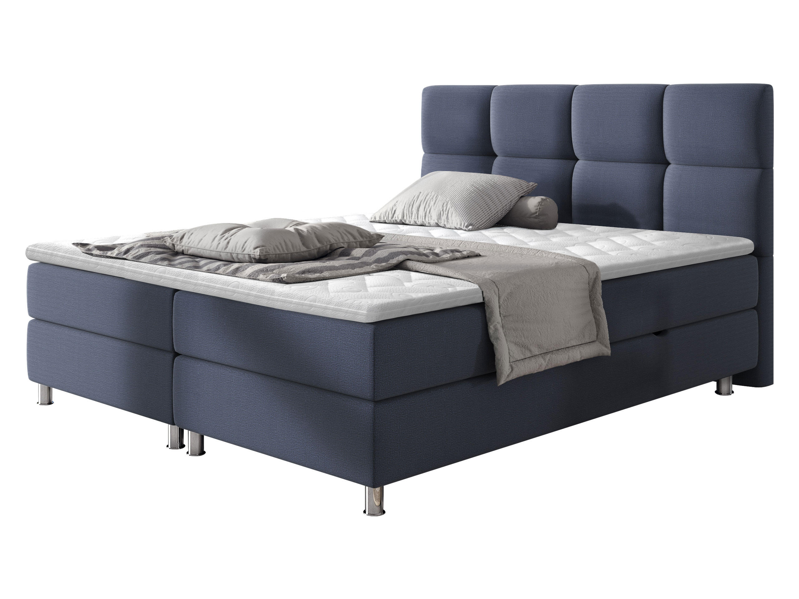 BOXBETT Dave - Chromfarben/Blau, Holz/Textil (140/200cm) - MIRJAN24