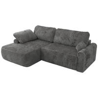 ECKSCHLAFSOFA CUBO L Dunkelgrau Cord - links - Dunkelgrau/Schwarz, Kunststoff/Textil (273/187cm) - MKS