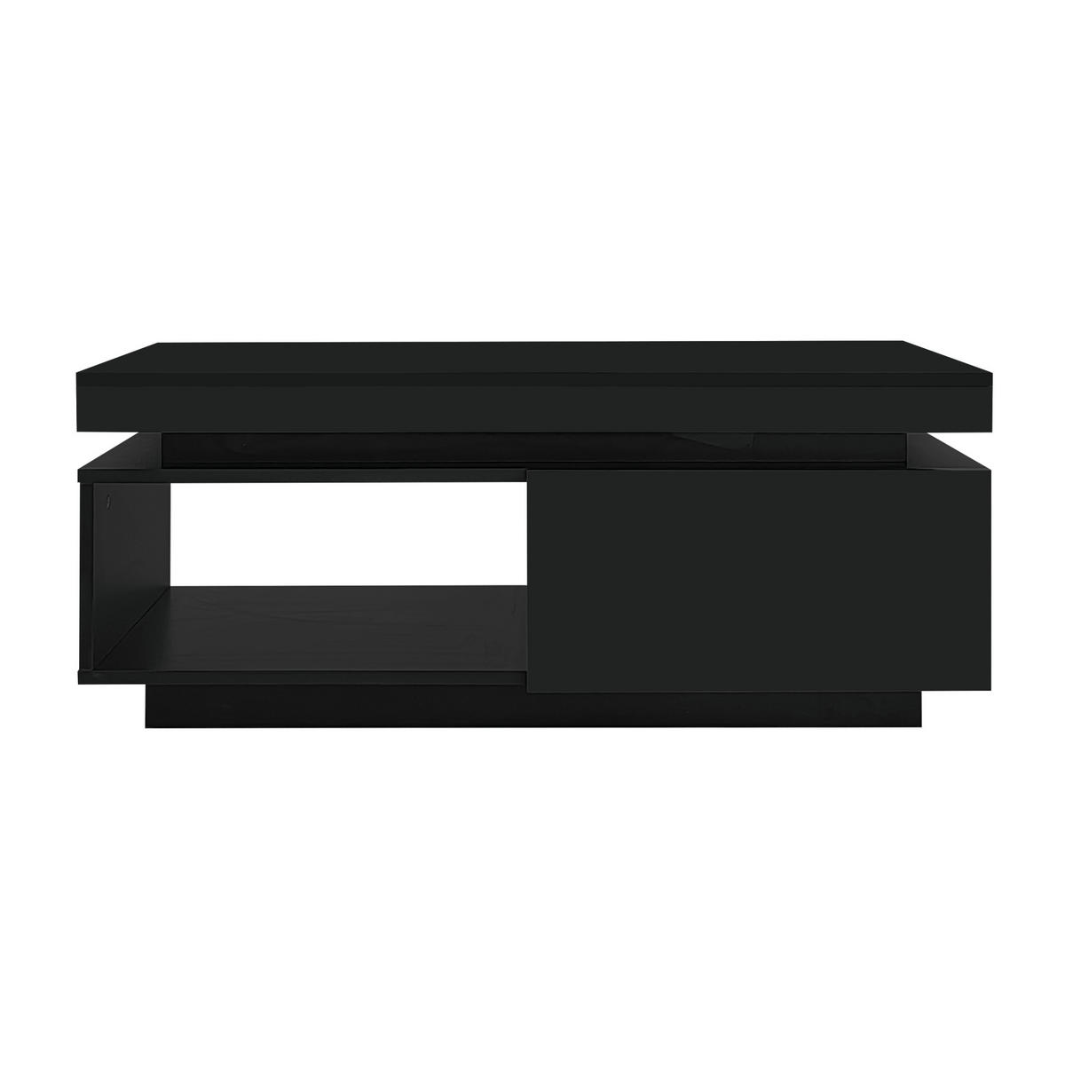 COUCHTISCH 100/50/40,3 cm Schwarz mit LED-Beleuchtung und Schublade - Schwarz, Holzwerkstoff (100/50/40cm) - OKWISH