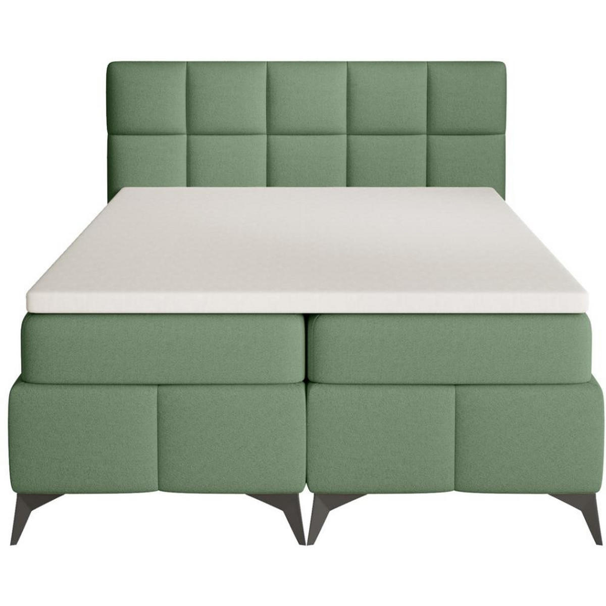 BOXBETT Solido mit Bettkasten 140x200 cm grün - Schwarz/Grün, Textil/Metall (140/200cm) - Beautysofa
