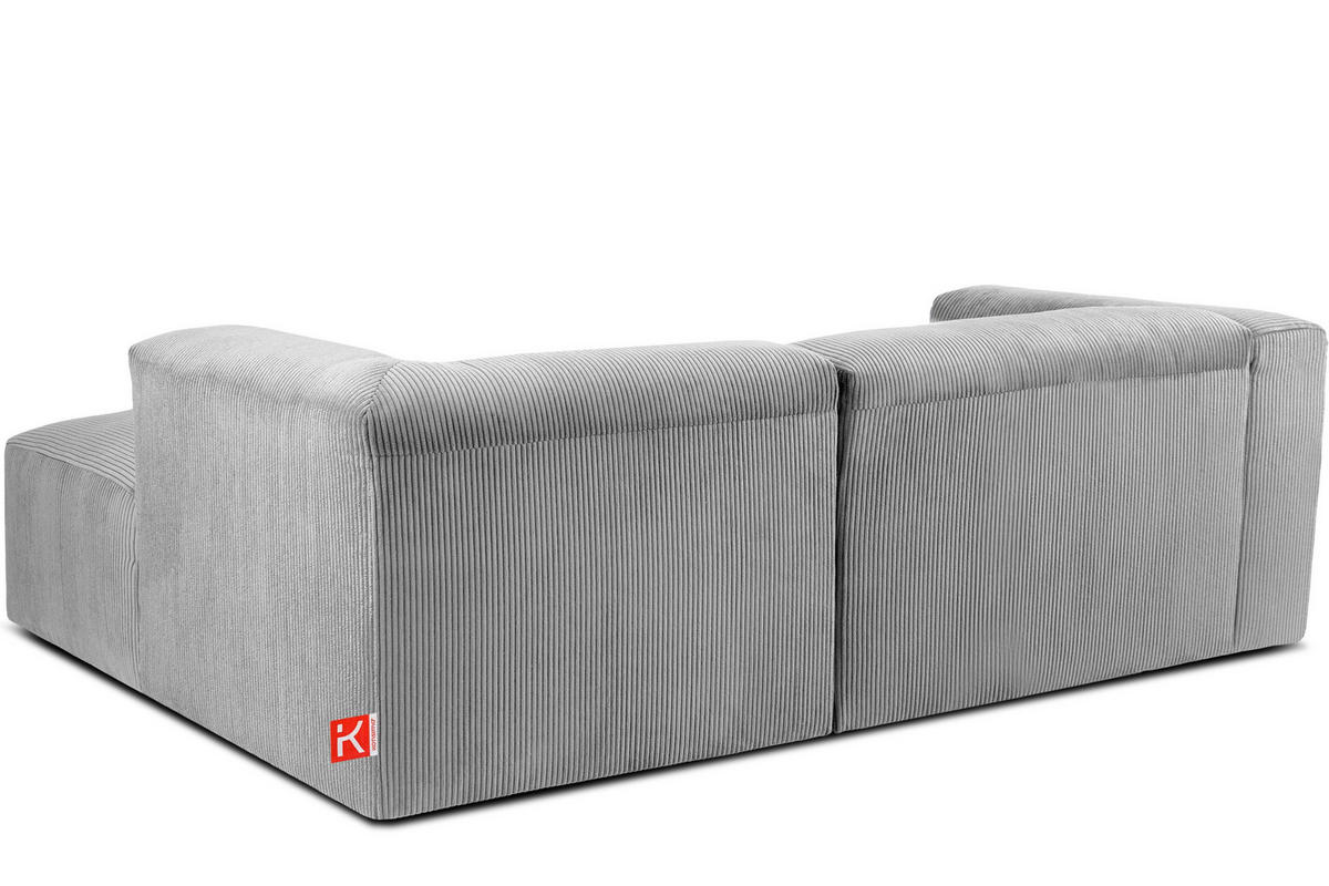 ECKMODULSOFA-RECHTS BUFFO 3/4 Sitzer mit extrem weicher Sitzfläche, Kordstoff, hellgrau - Hellgrau, Textil (237/180cm) - KONSIMO®