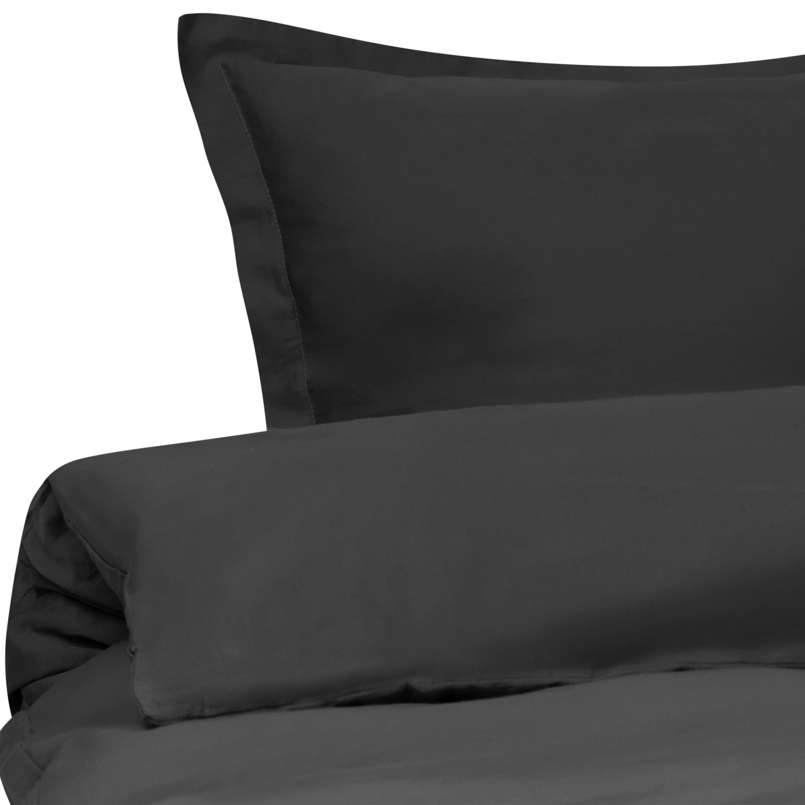 BETTWÄSCHE-SET 150/200 cm Baumwollsatin Schwarz Parkrose - Schwarz, Textil (150/200cm) - Beliani