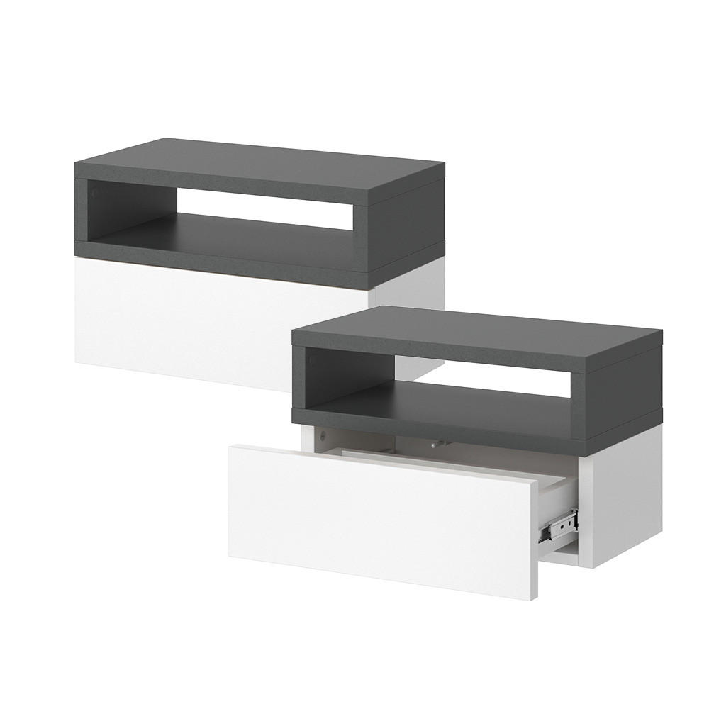 NACHTTISCH Urbano Anthrazit 45 x 28 cm - Anthrazit/Weiß, Holzwerkstoff (45/28/25.3cm) - Vicco