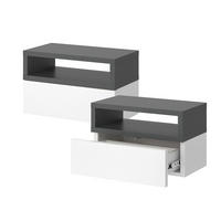 NACHTTISCH Urbano Anthrazit 45 x 28 cm - Anthrazit/Weiß, Holzwerkstoff (45/28/25.3cm) - Vicco