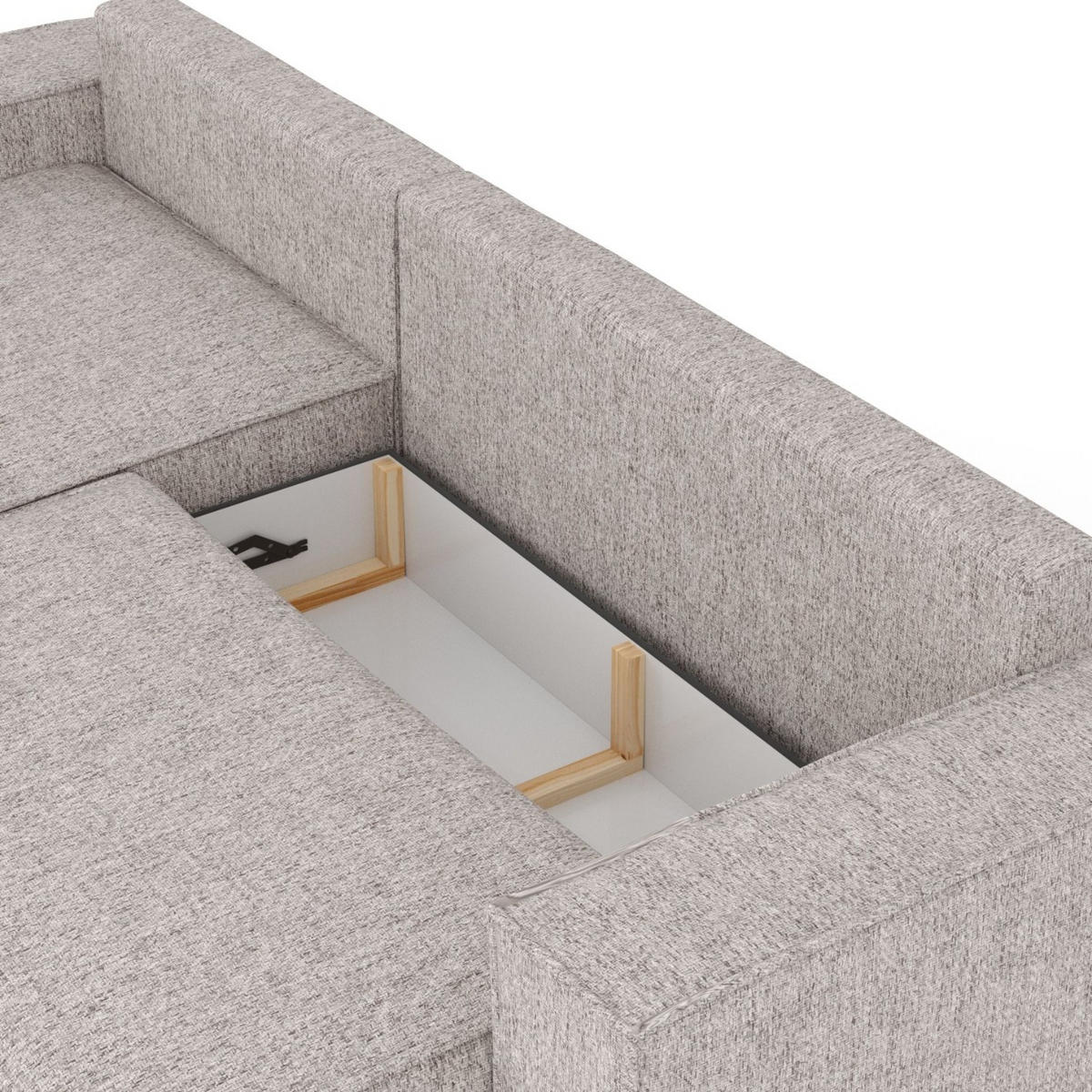 ECKSOFA TAURI mit Schlaffunktion Beige im Neve Stoff - Beige/Schwarz, Holz/Holzwerkstoff (294/185cm) - AltaBeds