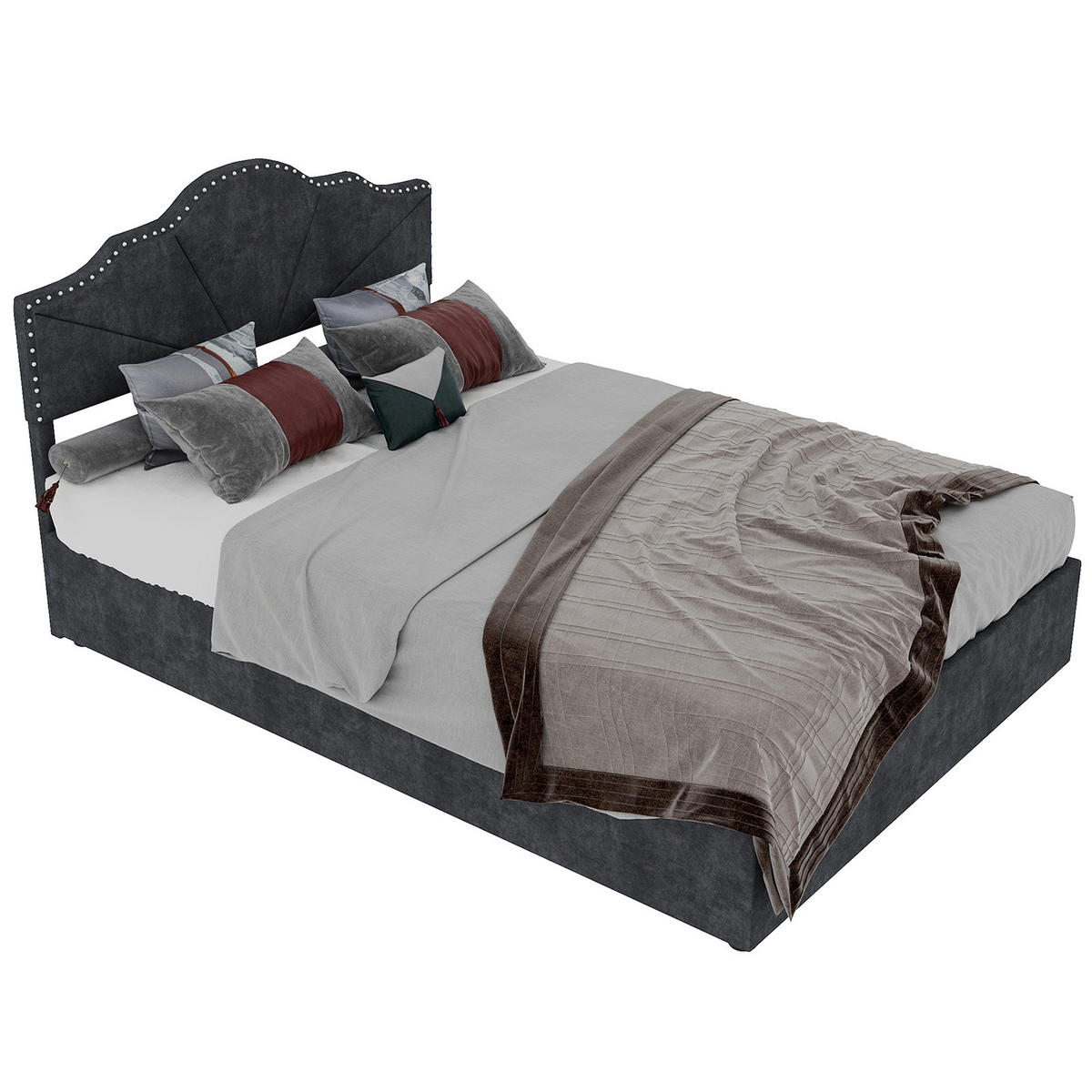 POLSTERBETT 140x200 cm Stauraum hydraulisch grau - Grau, Textil (140/200cm) - LEBENLANG