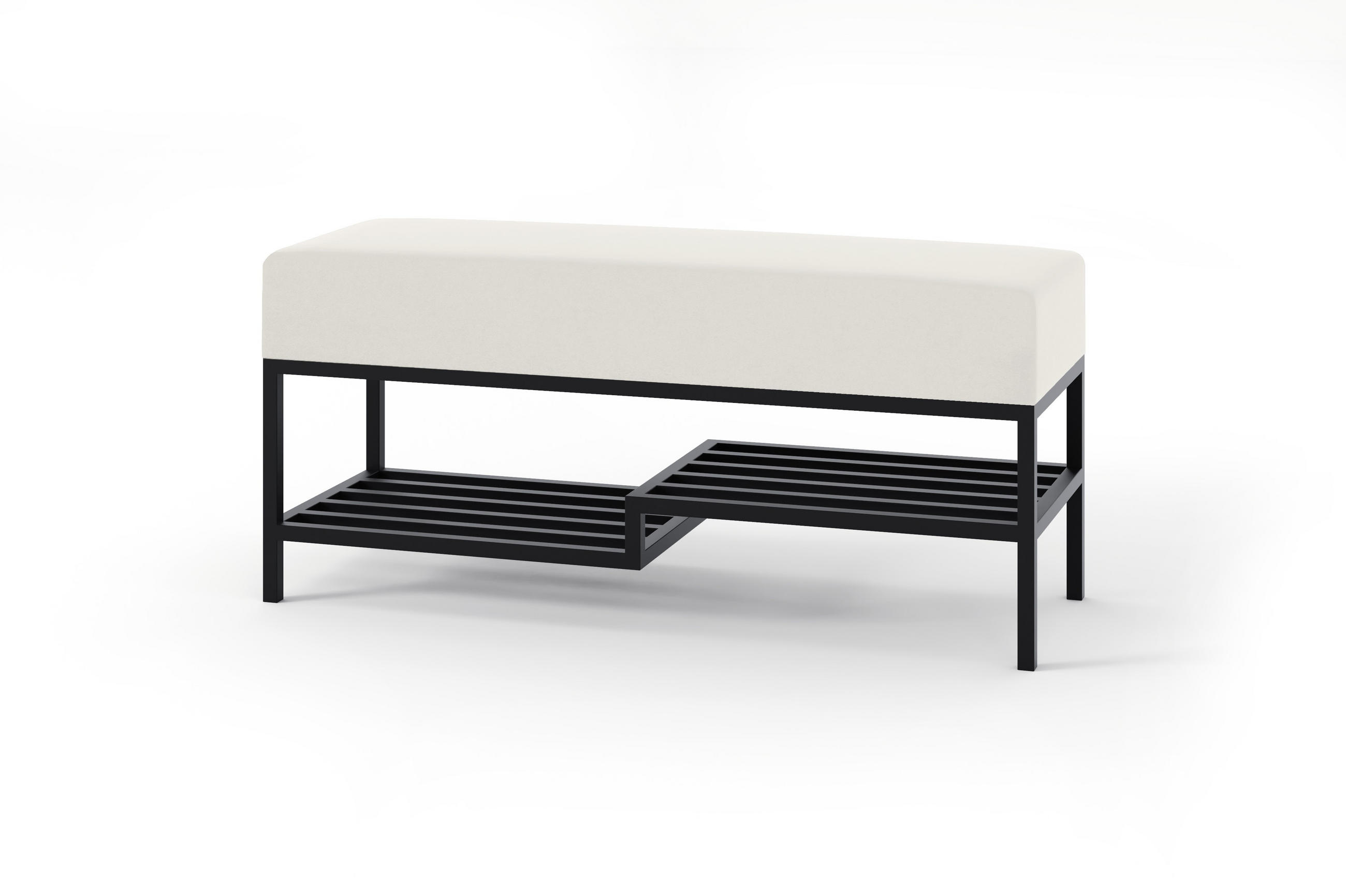 POLSTERBANK MELLO 80 Hellgrau, Schwarzes Metallprofil, Velvet - Hellgrau/Schwarz, Textil/Metall (80/45/35cm) - Bettso