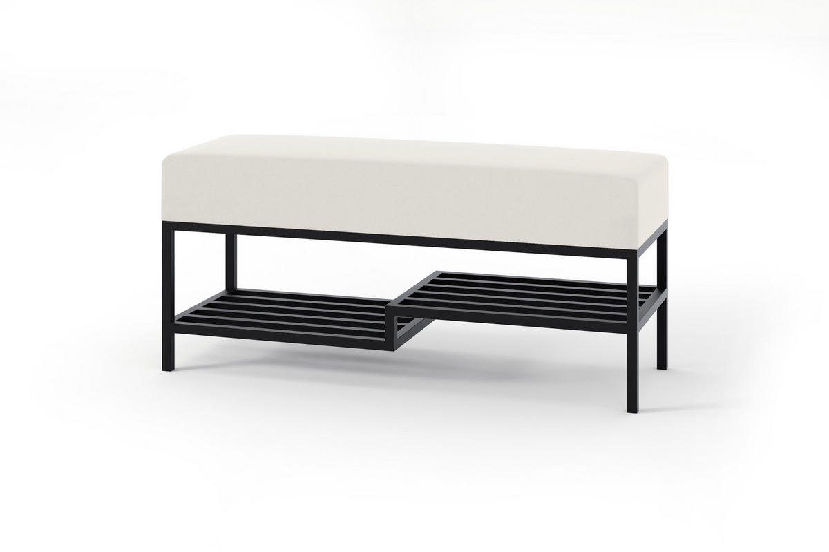 POLSTERBANK MELLO 80 Hellgrau, Schwarzes Metallprofil, Velvet - Hellgrau/Schwarz, Textil/Metall (80/45/35cm) - Bettso