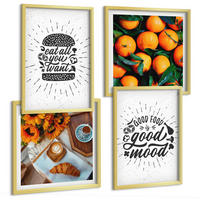 BILDER SET 4er Set - 50x50 cm & 40x60 cm Goldrahmen - Juicy Oranges Kitchen - Goldfarben, Kunststoff (50/50cm) - TULUP
