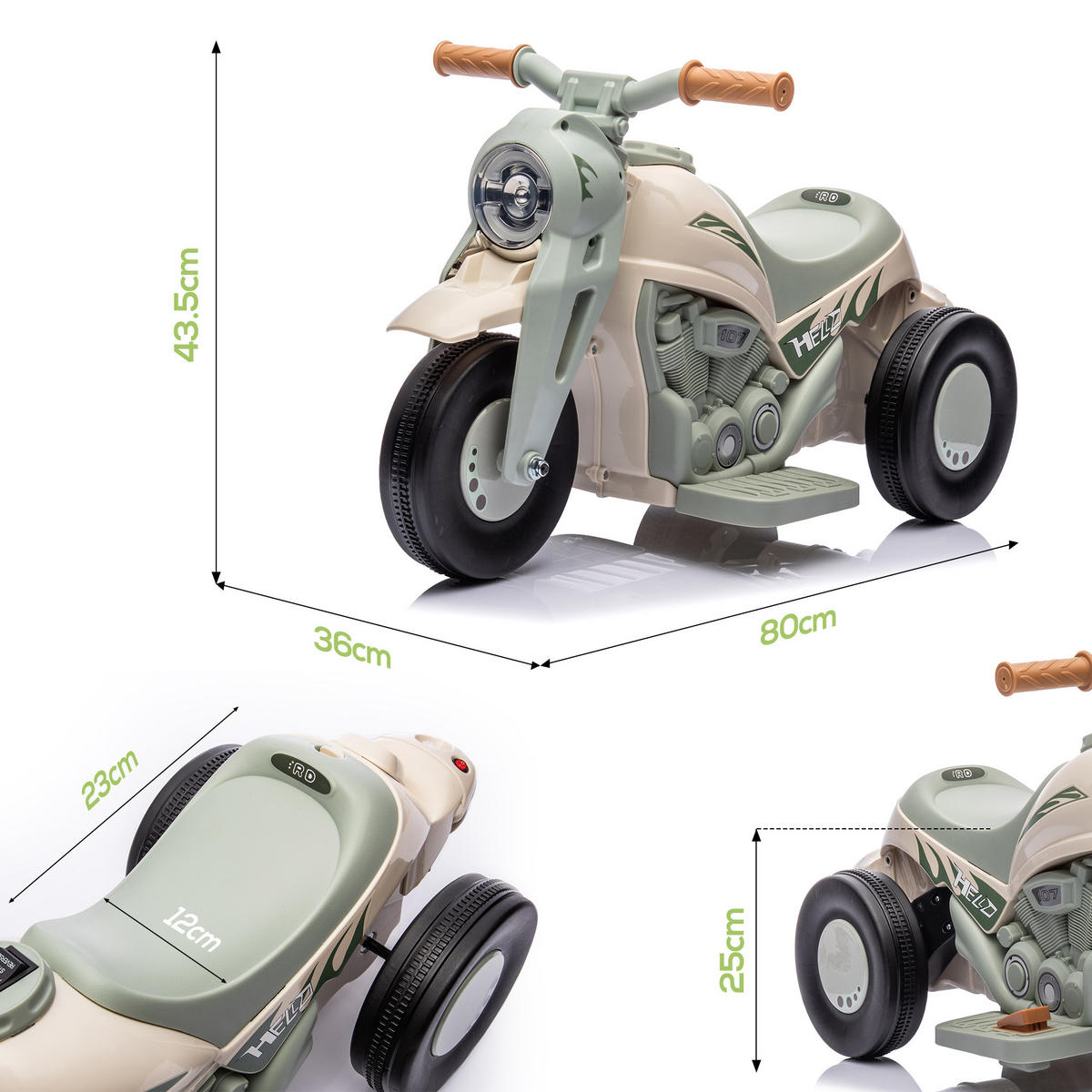 ELEKTROMOTORRAD, Cremeweiß, Kunststoff, Metall - Creme, Kunststoff (80/36/43.5cm) - AIYAPLAY