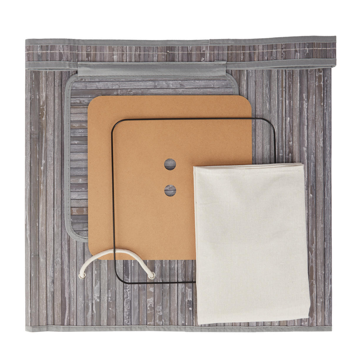 WÄSCHEKORB - Grau, Holz/Textil (36/63/36cm) - Relaxdays