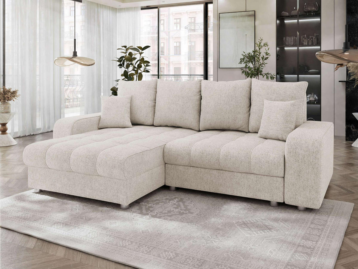 ECKSOFA Kronos - Silberfarben/Creme, Holz/Textil (250/166cm) - MIRJAN24