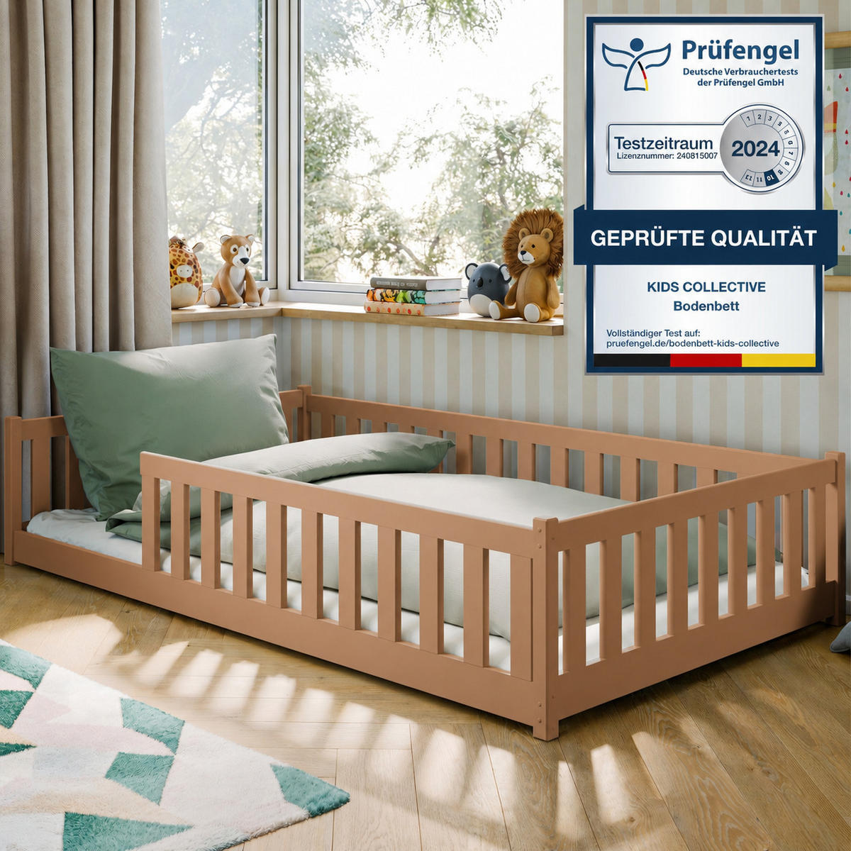 BODENBETT 120x200 cm in Zimt - Braun, Holz (120/200cm) - Kids Collective