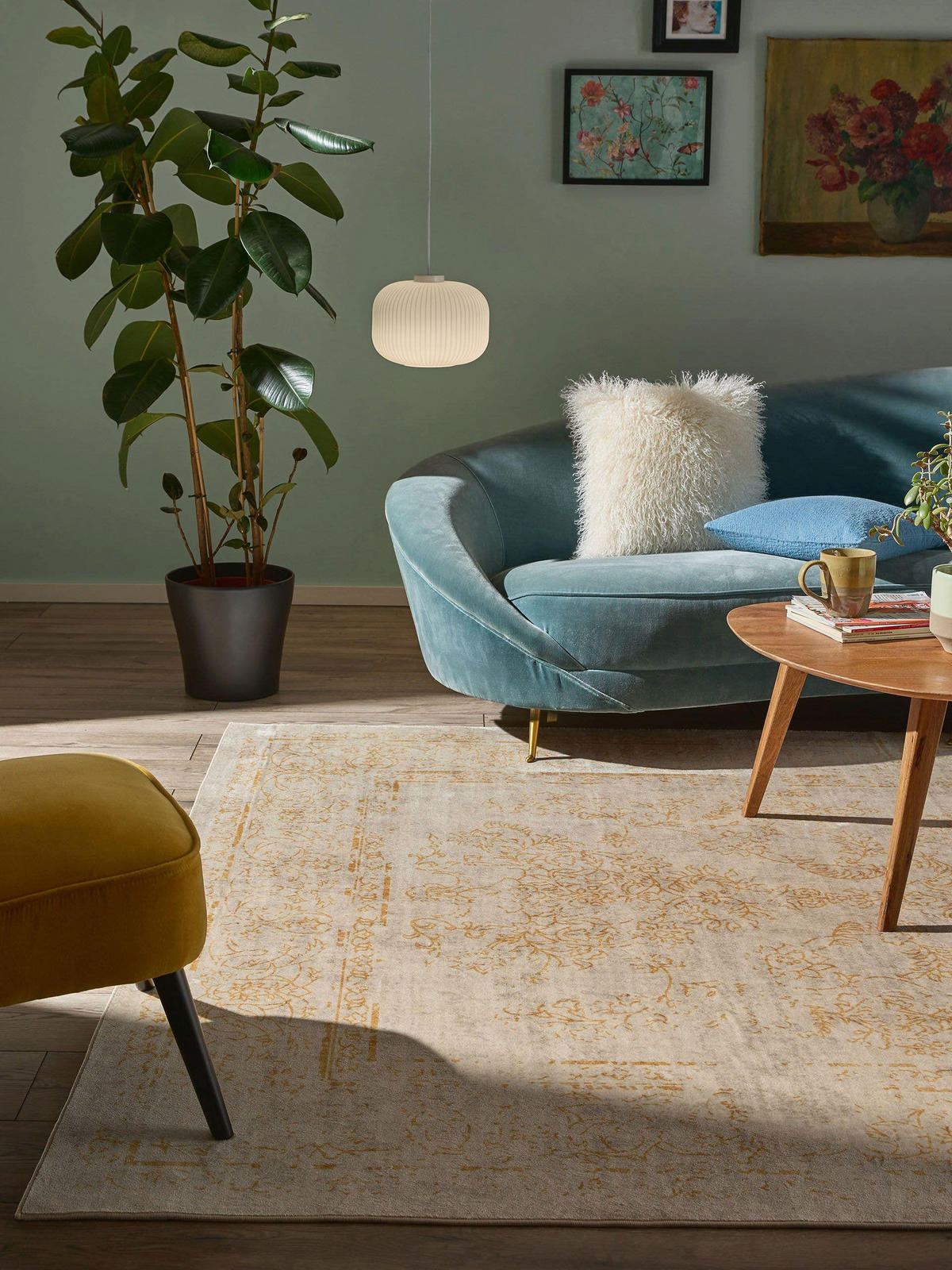 VINTAGE-TEPPICH Miray waschbar 80/150 cm - Beige/Gelb, Kunststoff (80/150cm) - benuta Nest