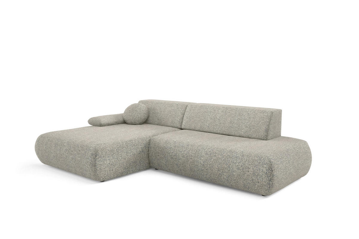 ECKSOFA DELTA L-S Grau Geflochtener Stoff mit Schlaffunktion - Grau, Holz (286/173.5cm) - MASSENO