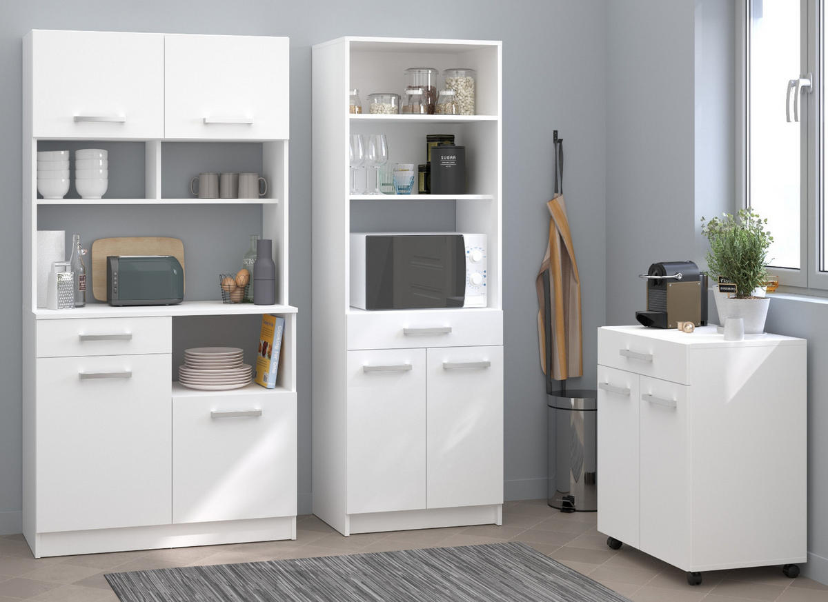 BUFFET Küche weiß Buffetschrank mit viel Stauraum - Weiß, Holzwerkstoff (90/177/42cm) - Parisot Meuble