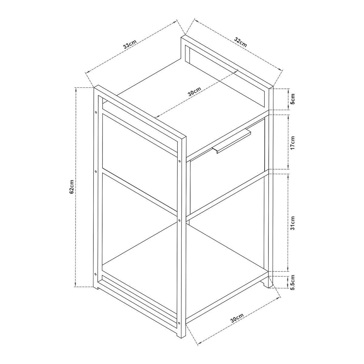 BEISTELLTISCH Namsskogan - Walnussfarben/Schwarz, Holzwerkstoff/Metall (32/33/62cm) - [en.casa]
