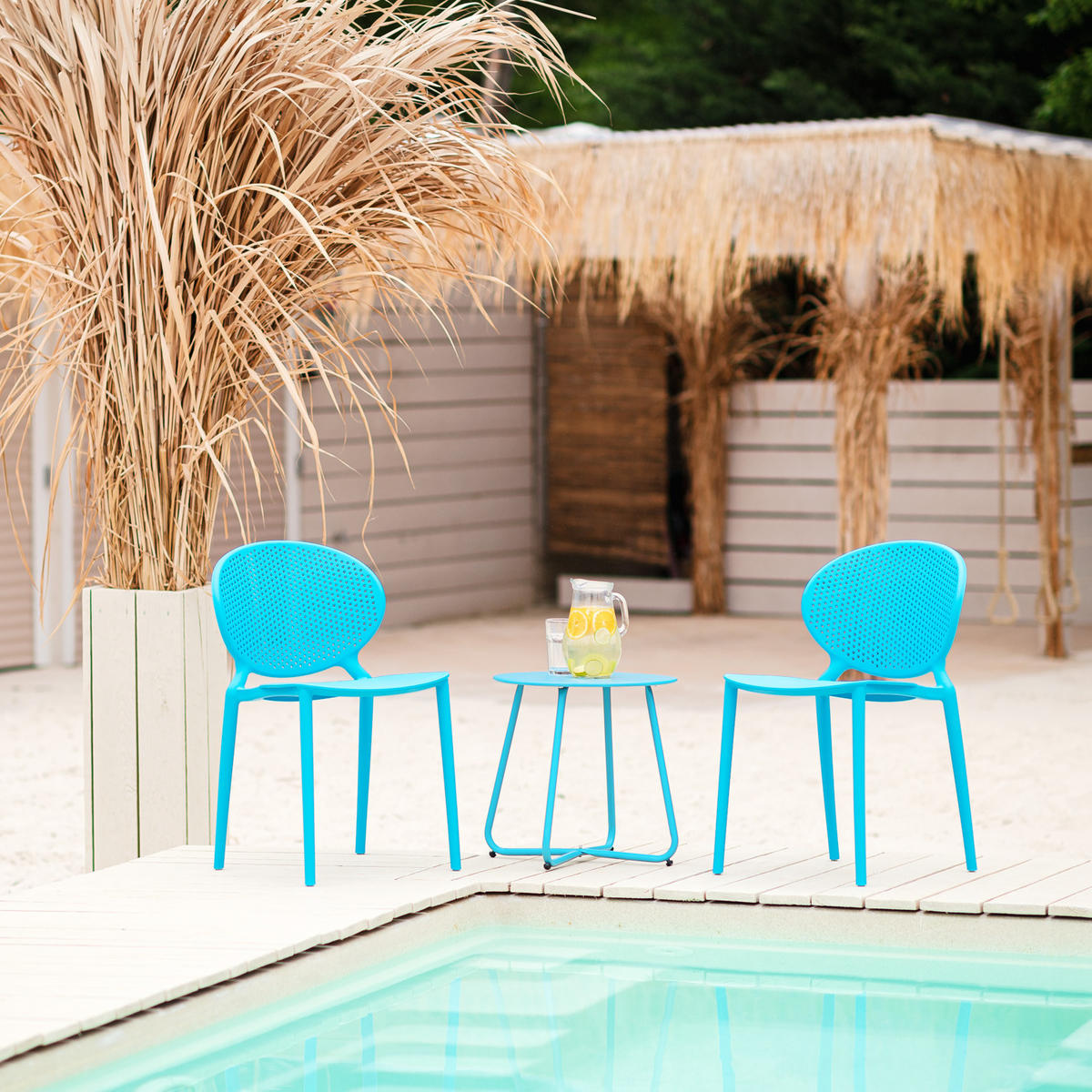 GARTENSTUHL 4er-Set Kunststoff Blau - Blau, Kunststoff (41/77/48cm) - Homestyle4u