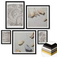 WANDBILDER 5er-Set - 50x50 cm & 20x30 cm & 40x60 cm Schwarzer Rahmen - Moderne abstrakte Formen - Schwarz, Kunststoff (40/60cm) - ArtPrintCave