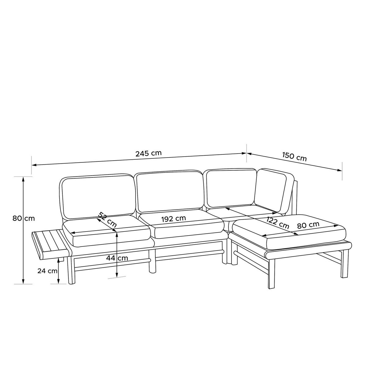 LOUNGESOFA ATREDA rechts - Grau, Holz/Textil (245/74/150cm) - KONSIMO®
