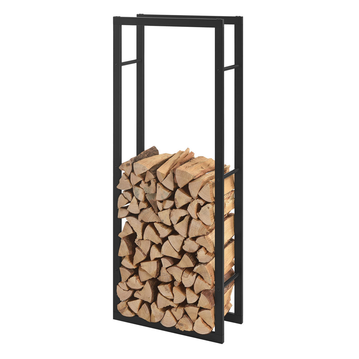 KAMINHOLZREGAL Kasan - Schwarz, Metall (50/150/25cm) - [en.casa]