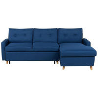 ECKSOFA Polsterbezug Marineblau rechtsseitig Flakk - Hellblau, Textil (232/147cm) - Beliani