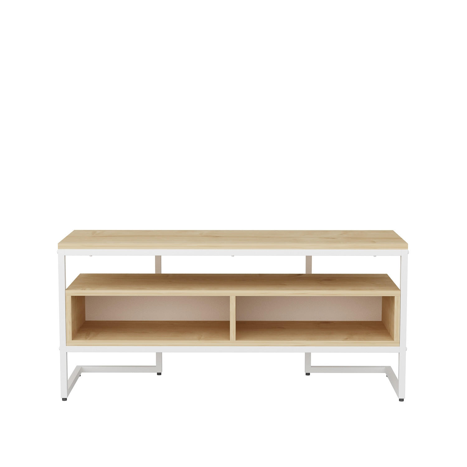 TV-ELEMENT Merrion Weiß und Eiche Safir - Eichefarben/Weiß, Holzwerkstoff (111/51/35cm) - Decorotika