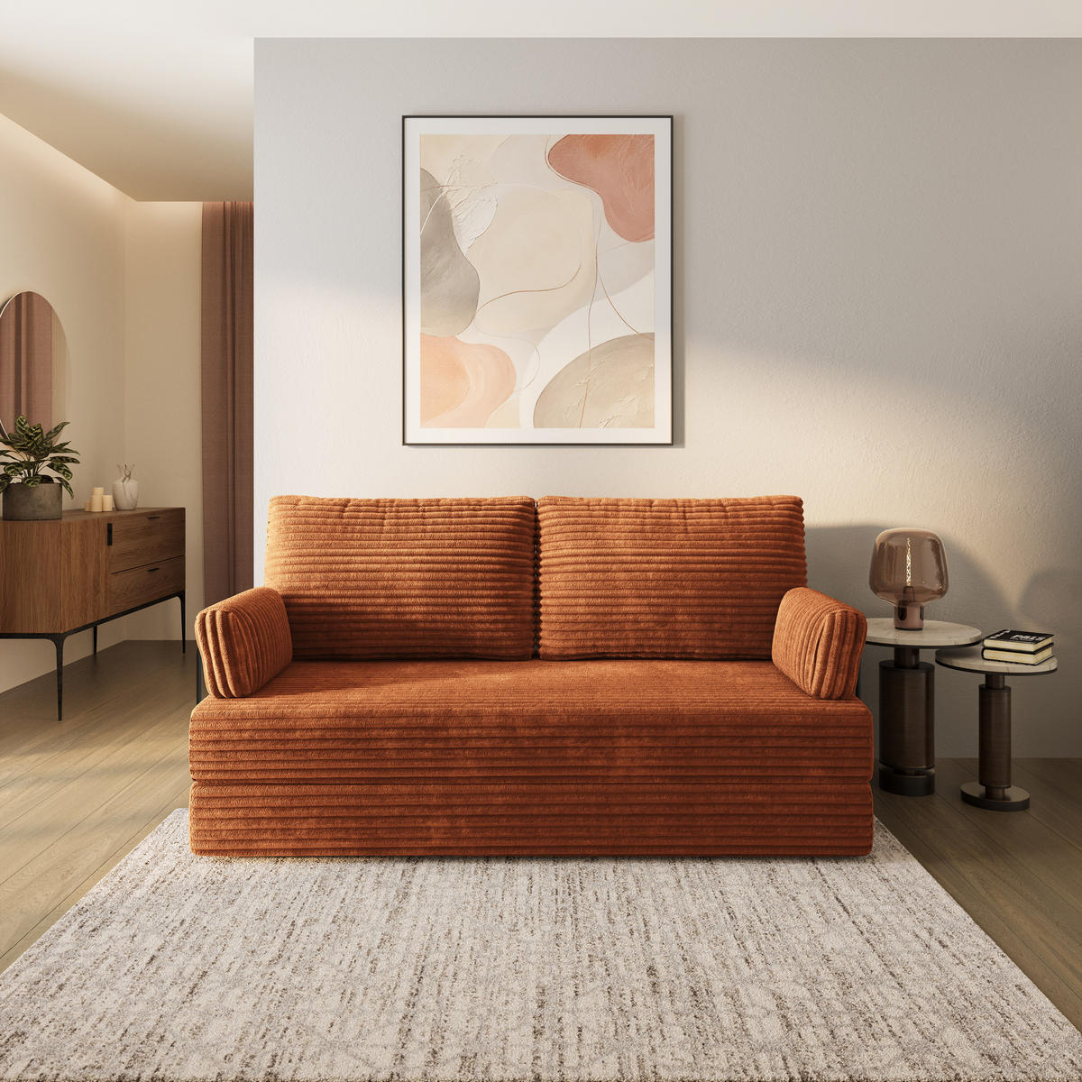 BETTSOFA SILAR aus Schaumstoff Cordstoff Braun Schlaffunktion - Braun, Textil (170/86/80cm) - MASSENO