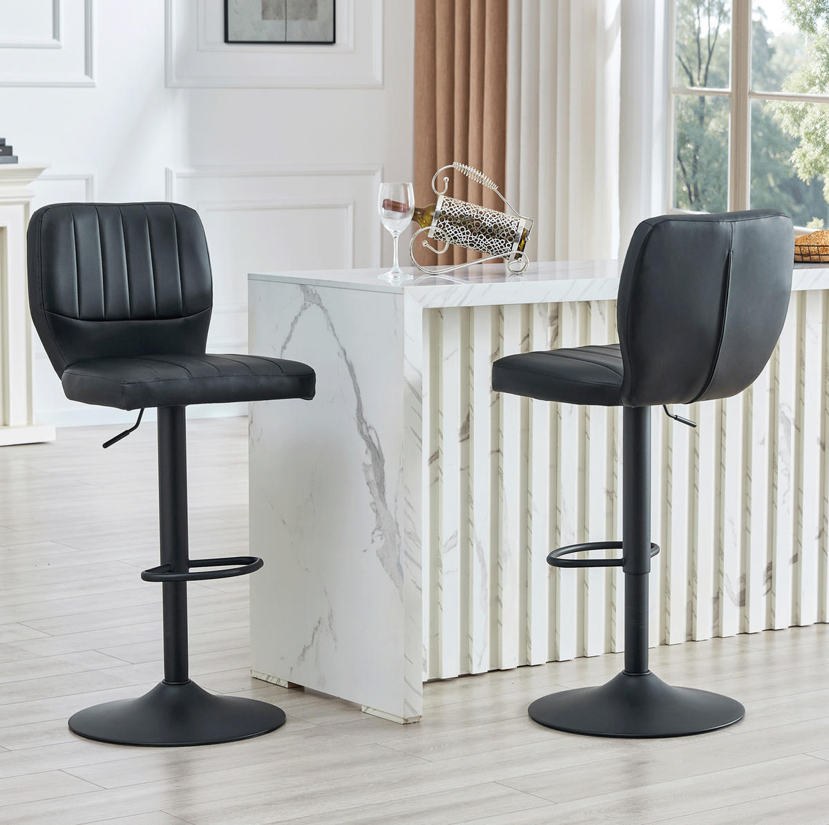 BARHOCKER höhenverstellbar 62-83 cm Schwarz - Schwarz, Metall (45/114/52cm) - Meubliv