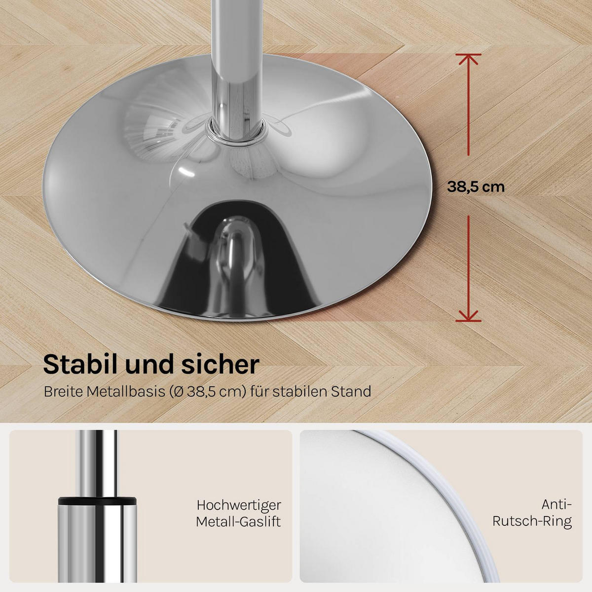 SITZHOCKER rund, Kunstleder, Weiß - Silberfarben/Weiß, Textil/Metall (38.5/56/38.5cm) - Woltu