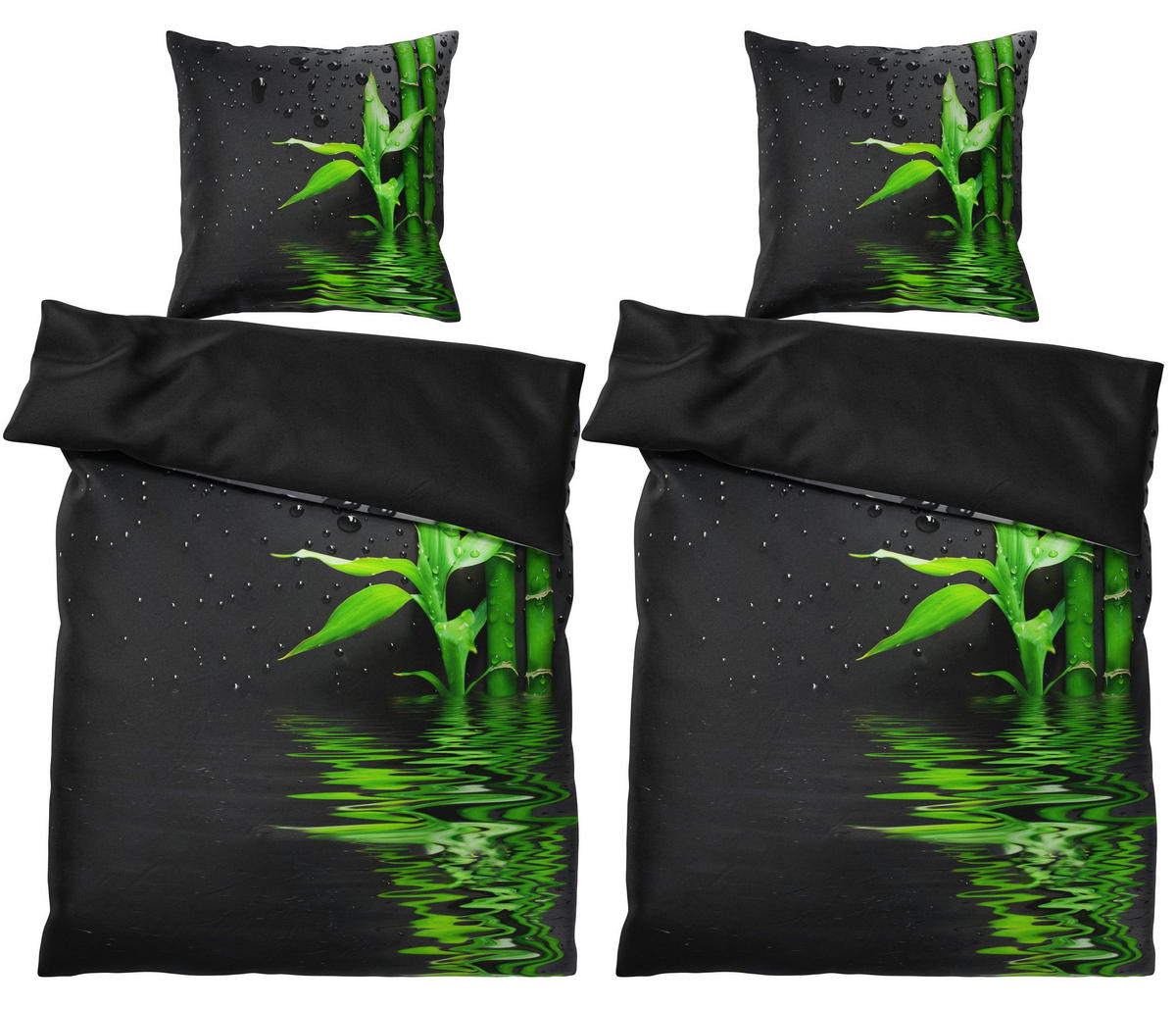 BETTWÄSCHE 4-teilig Virella - Schwarz, Naturmaterialien (135/200cm) - Sanilo