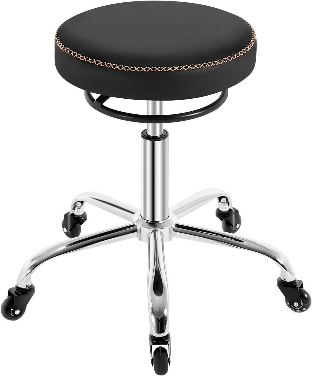 BÜROHOCKER 360° drehbar, rund, Kunstleder, Schwarz - Schwarz, Kunststoff/Textil (49/46/49cm) - Woltu