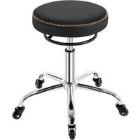 BÜROHOCKER 360° drehbar, rund, Kunstleder, Schwarz - Schwarz, Kunststoff/Textil (49/46/49cm) - Woltu