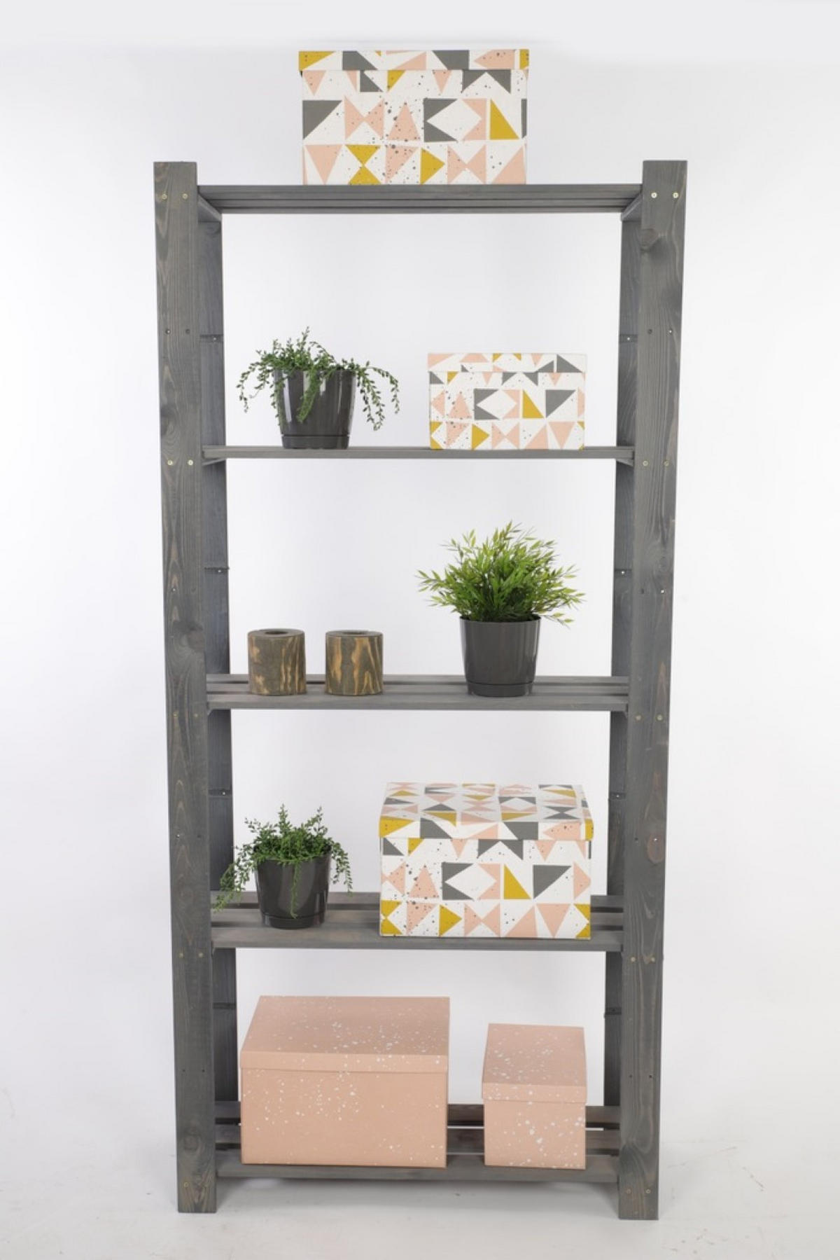 HOLZREGAL PINEPEAK 170x80x28cm 5 Fachboden 1,2cm dickes Kiefernholz Grau - Grau, Holz (80/170/28cm) - PROREGAL