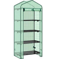 GEWÄCHSHAUS mit Rollen, Foliengewächshaus mit 4 Regalen - Grün, Textil/Metall (70/162/50cm) - Woltu