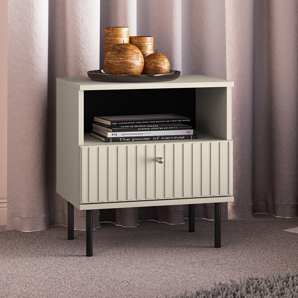 NOČNÍ STOLEK Nova Béžová - béžová, kompozitní dřevo (50/53/34cm) - Petits-meubles