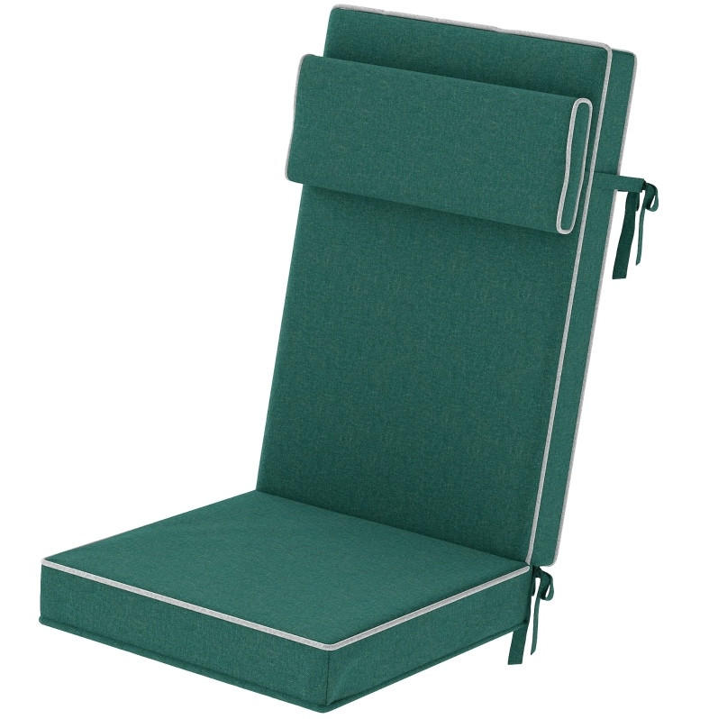 SESSELAUFLAGEN aus Polyester 120x47x9,5 cm in Grün mit Kopfstütze - Grün, Textil (47/9.5/120cm) - Modfu