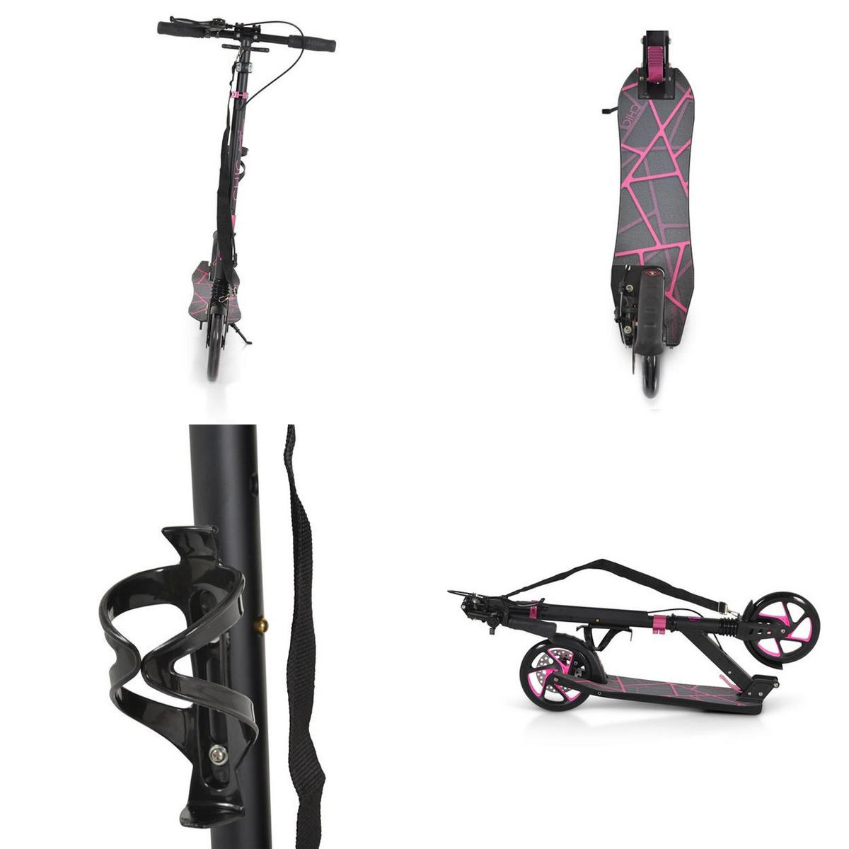KINDERROLLER Chic pink LED-Licht, ABEC-7 Lager, Seitenständer, faltbar - Pink, Metall (54.5/46/101cm)