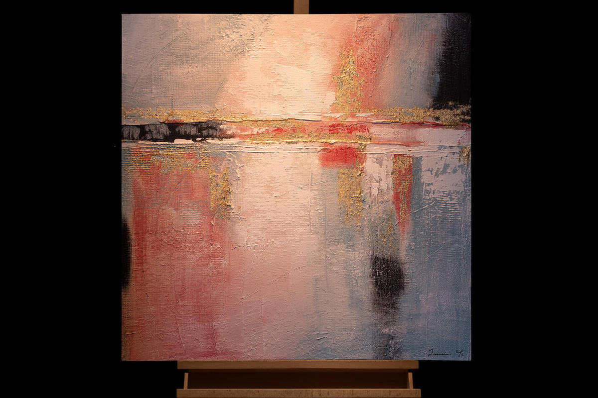 ACRYLBILD HANDGEMALT 80/80 cm - Pink, Holz/Textil (80/80cm) - KUNSTLOFT