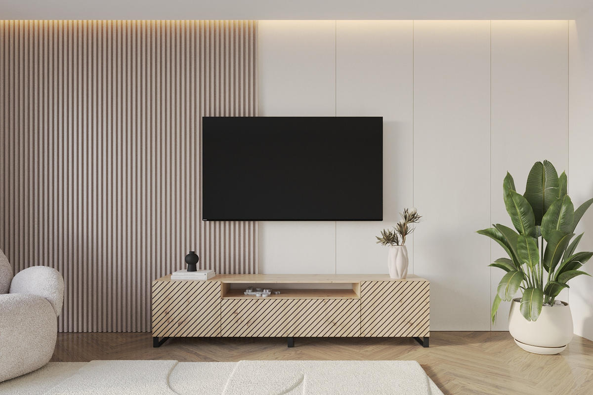 LOWBOARD SENI-S 200x53x41 cm - Artisan - Schwarz/Eiche Artisan, Holzwerkstoff (200/53/41cm) - ALTDECOR