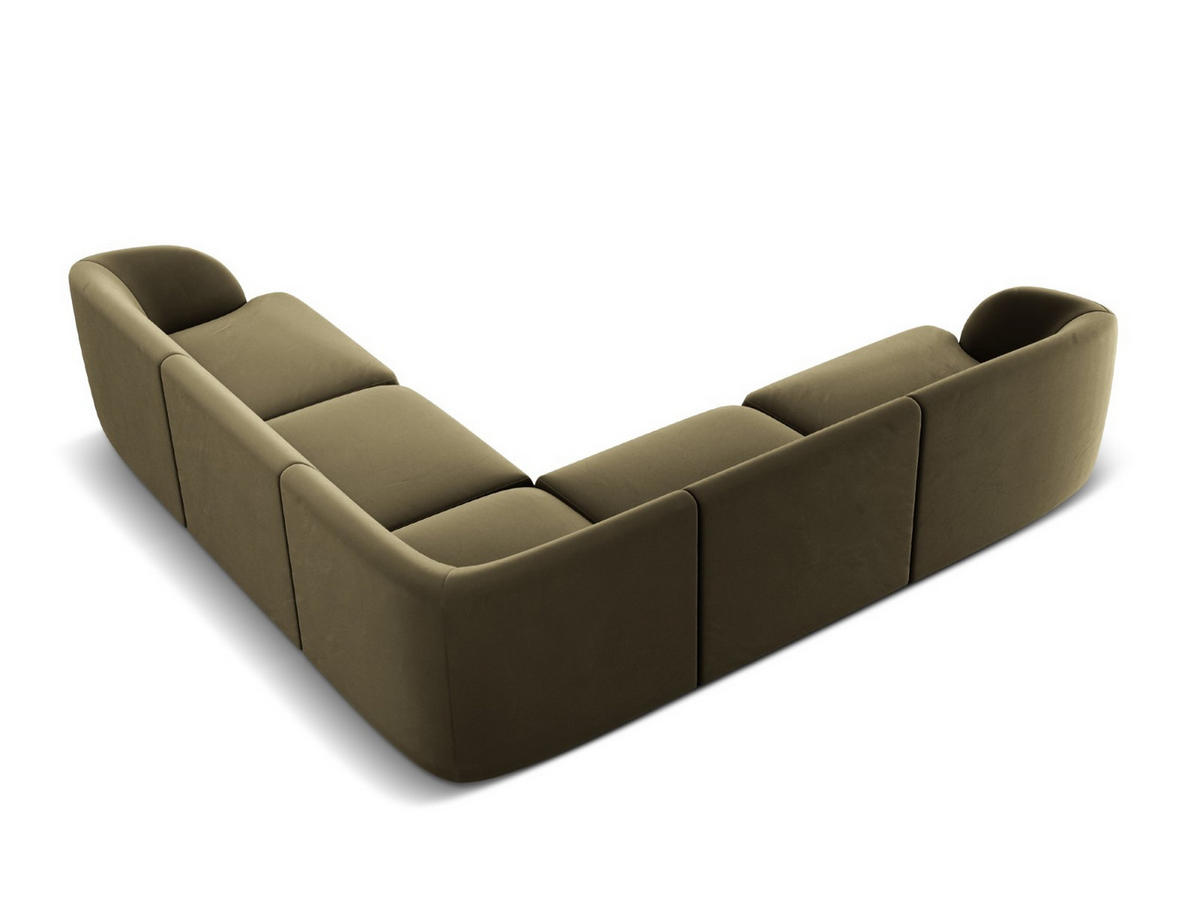 WENDBARES-ECKSOFA Miley aus Samt grün 5 Sitzplätze - Grün, Textil (255/255cm) - Micadoni