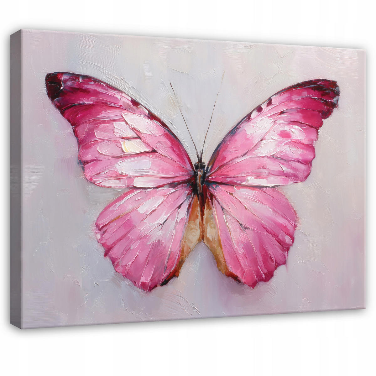 LEINWANDBILD Schmetterling Beton Rosa 100x70 cm - Multicolor, Holzwerkstoff (100/70cm) - Wallarena