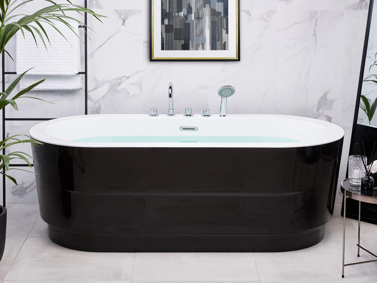 BADEWANNE FREISTEHEND 80x170x60 cm schwarz Empresa - Schwarz, Kunststoff (80/60/170cm) - Beliani