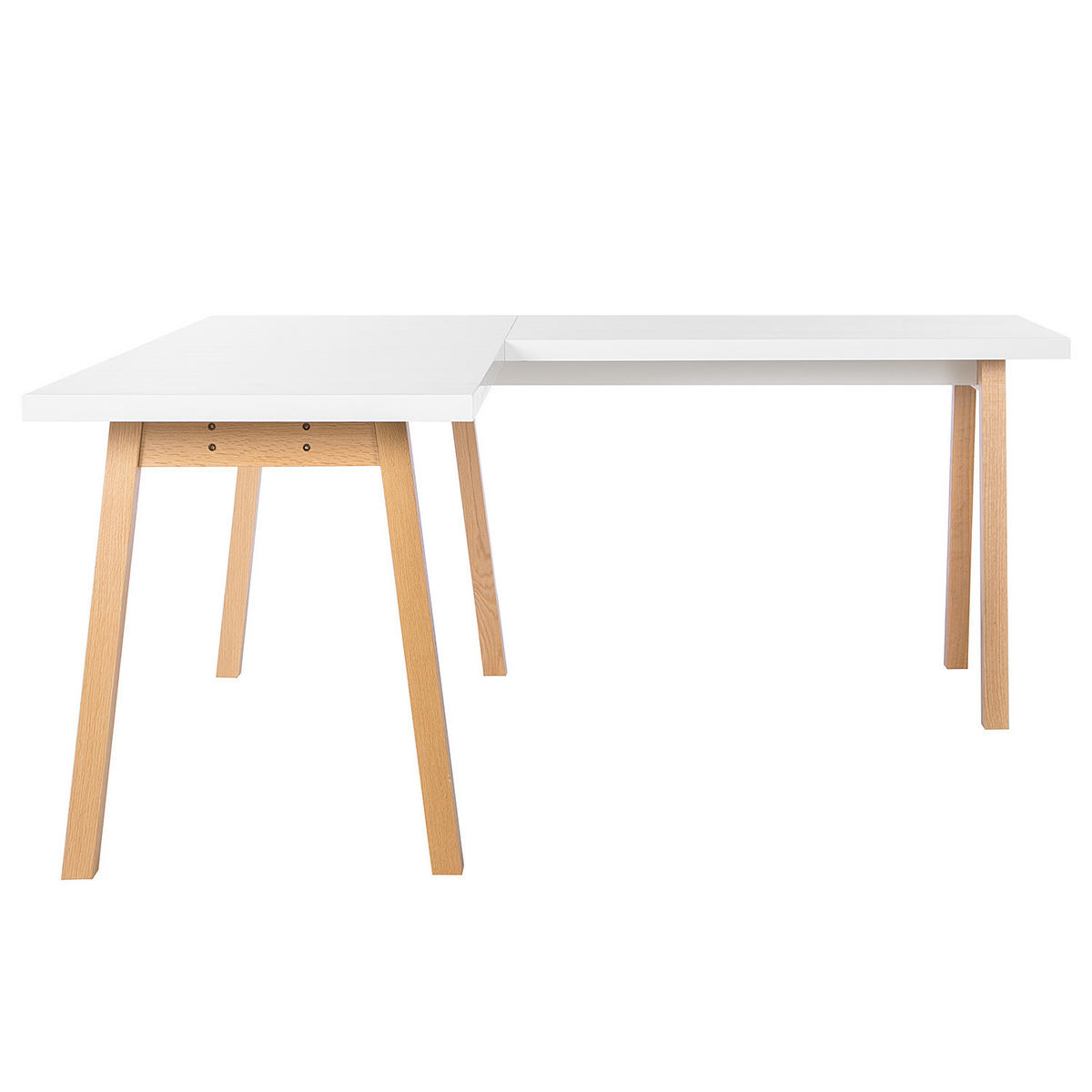 ECKSCHREIBTISCH - Hochglanz Weiß / Eiche - Eichefarben/Weiß, Holzwerkstoff (170/170/74cm) - home24