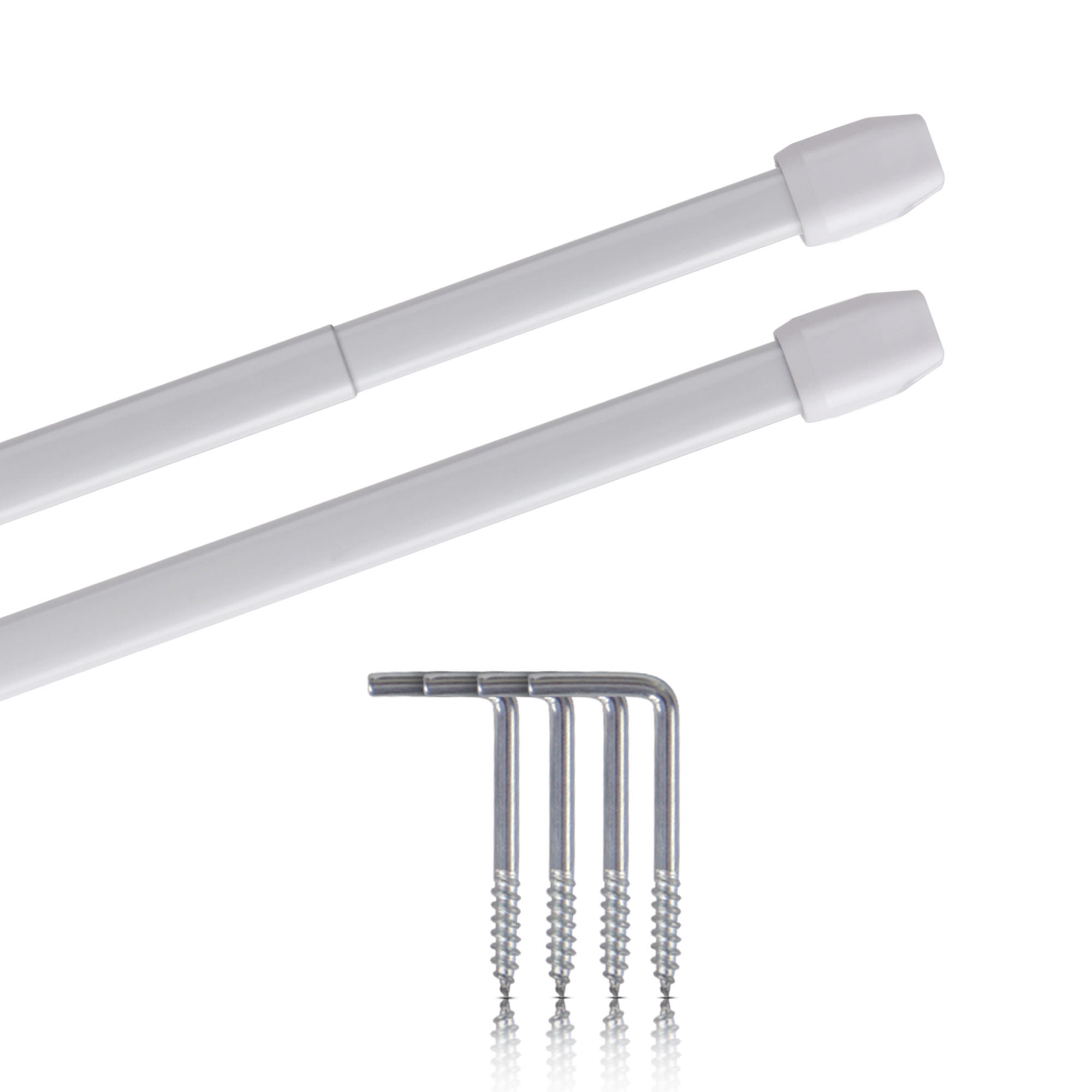 GARDINENSTANGE 2er-Pack Perlweiß 80-120 cm + 4 Schraubhaken - Weiß, Metall (1/80cm)
