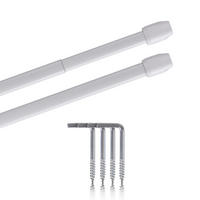 GARDINENSTANGE 2er-Pack Perlweiß 80-120 cm + 4 Schraubhaken - Weiß, Metall (1/80cm)