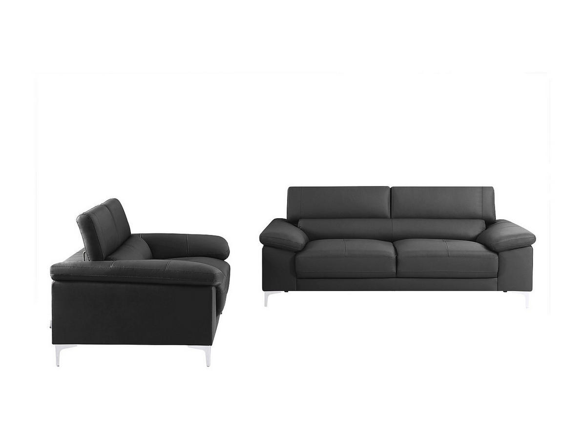 COUCHGARNITUR - 5 Personen - leder - anthrazitgrau Solange - Anthrazit, Leder (176/73/103cm) - Vente-Unique